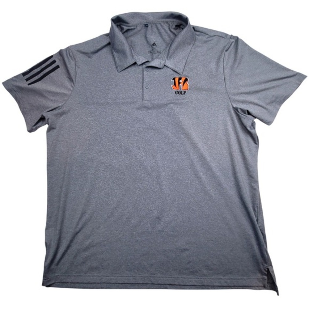 Adidas Mens Cincinnati Bengals Golf Polo Shirt Grey Heathered Short Sleeve 2XL